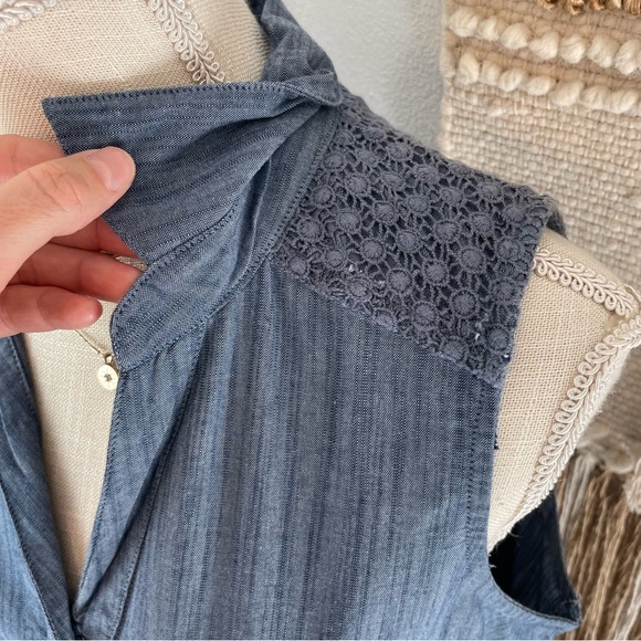 Old Ranch Dove Sleeveless Chambray Dress Size M - Picture 6 of 8